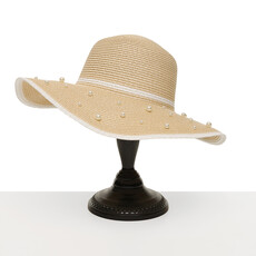 Trezo Beige Hat with Trim Pearls  X8109