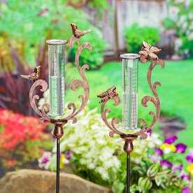 Evergreen Enterprises Bronze Pollinator Rain Gauge Garden Stake, 36"  (1)   47M5916