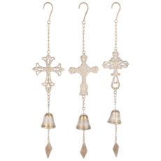 Ganz Gold with Whitewash Cross Windchime  (1)   CG187228