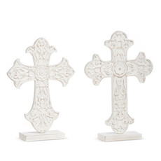RAZ Imports Inc. 14.75" DISTRESSED CROSS ON STAND  4427927 L