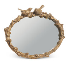 RAZ Imports Inc. 9" BIRD ON BRANCH OVAL MIRROR  4511055