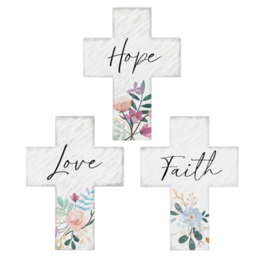 Ganz Love, Faith & Hope with Flower Cross (1)  CB188559