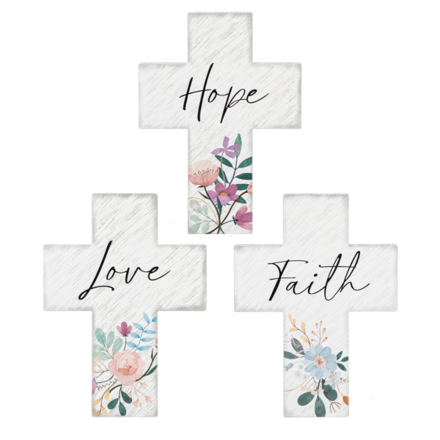 Ganz Love, Faith & Hope with Flower Cross (1)  CB188559