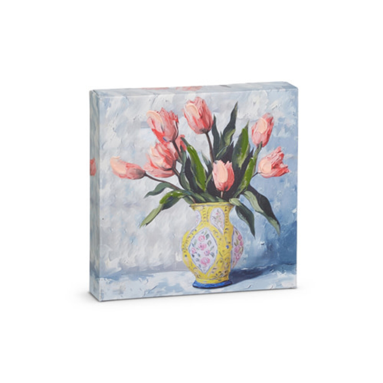 RAZ Imports Inc. 6" POTTED TULIPS in Yellow Floral Vase WALL ART   4557340 loading=