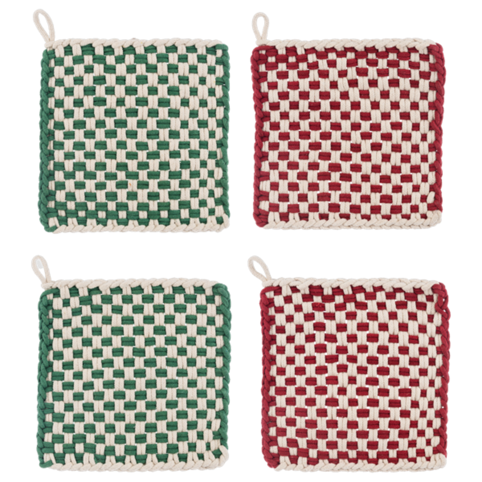 Ganz Cotton Crochet Christmas Check Pot Holder (1)  CX196979 loading=
