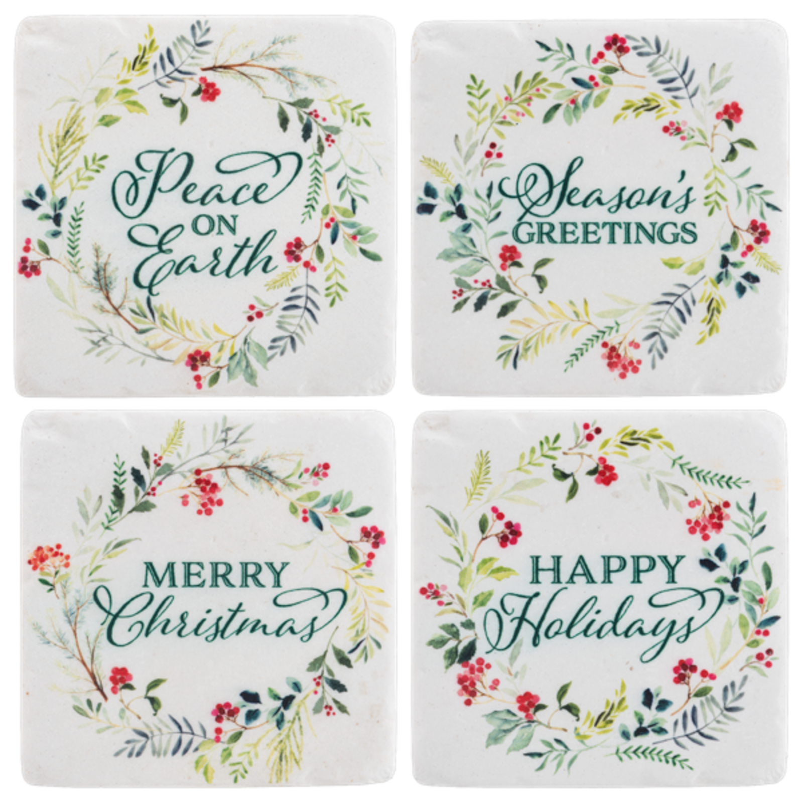 Ganz Wreath with Holiday Text Coaster (4 pc. set)  CX197012 loading=