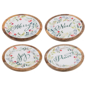 Ganz Round Wreath with Holiday Text Tidbit Tray (1)  CX197013