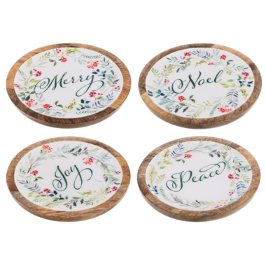 Ganz Round Wreath with Holiday Text Tidbit Tray (1)  CX197013