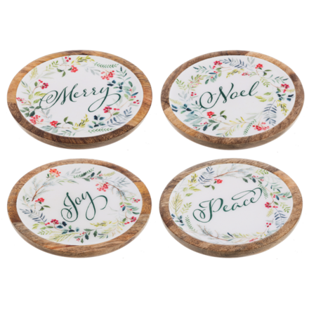 Ganz Round Wreath with Holiday Text Tidbit Tray (1)  CX197013