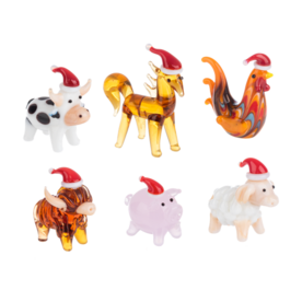 Ganz Glass Miniature Animal Figurines  Santa Hats (1)  EX29259