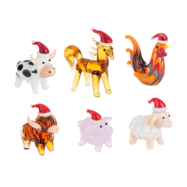 Ganz Glass Miniature Animal Figurines  Santa Hats (1)  EX29259