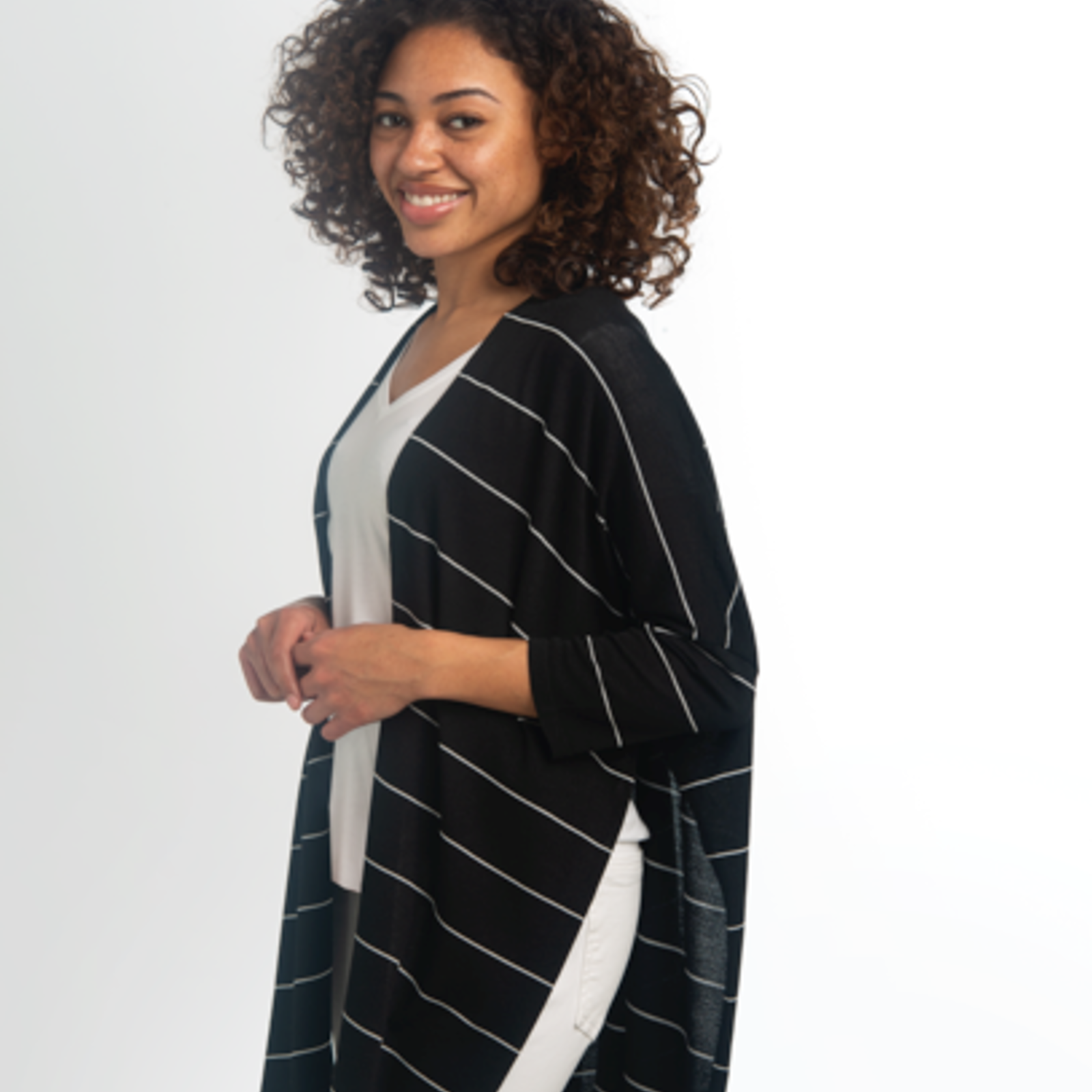 Simply Noelle Striped Sleeve Wrap   Black or Navy (1)   SWRP312LX loading=