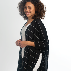 Simply Noelle Striped Sleeve Wrap   Black or Navy (1)   SWRP312LX