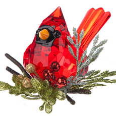 Kissing Krystals Sitting Mistletoe Krystal Cardinal  KK655