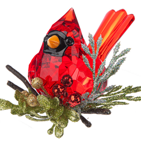 Kissing Krystals Sitting Mistletoe Krystal Cardinal  KK655