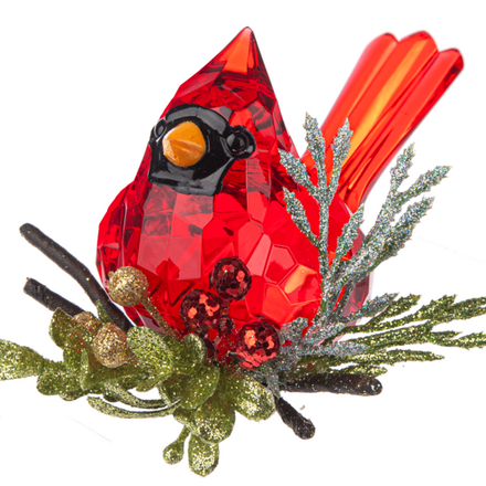 Kissing Krystals Sitting Mistletoe Krystal Cardinal  KK655