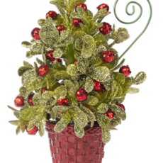 Kissing Krystals 4.5" Teeny Potted Mistletoe Tree  KK676