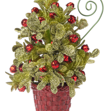 Kissing Krystals 4.5" Teeny Potted Mistletoe Tree  KK676