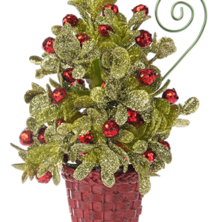 Kissing Krystals 4.5" Teeny Potted Mistletoe Tree  KK676