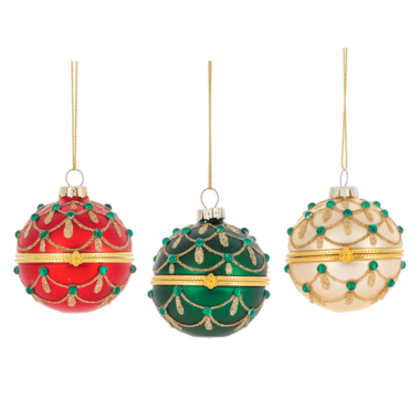 Ganz 3" Glittered Hinged Ball Ornaments (1)  MX197919