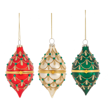 Ganz 4" Glittered Hinged Drop Ornaments (1)  MX197921