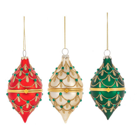 Ganz 4" Glittered Hinged Drop Ornaments (1)  MX197921