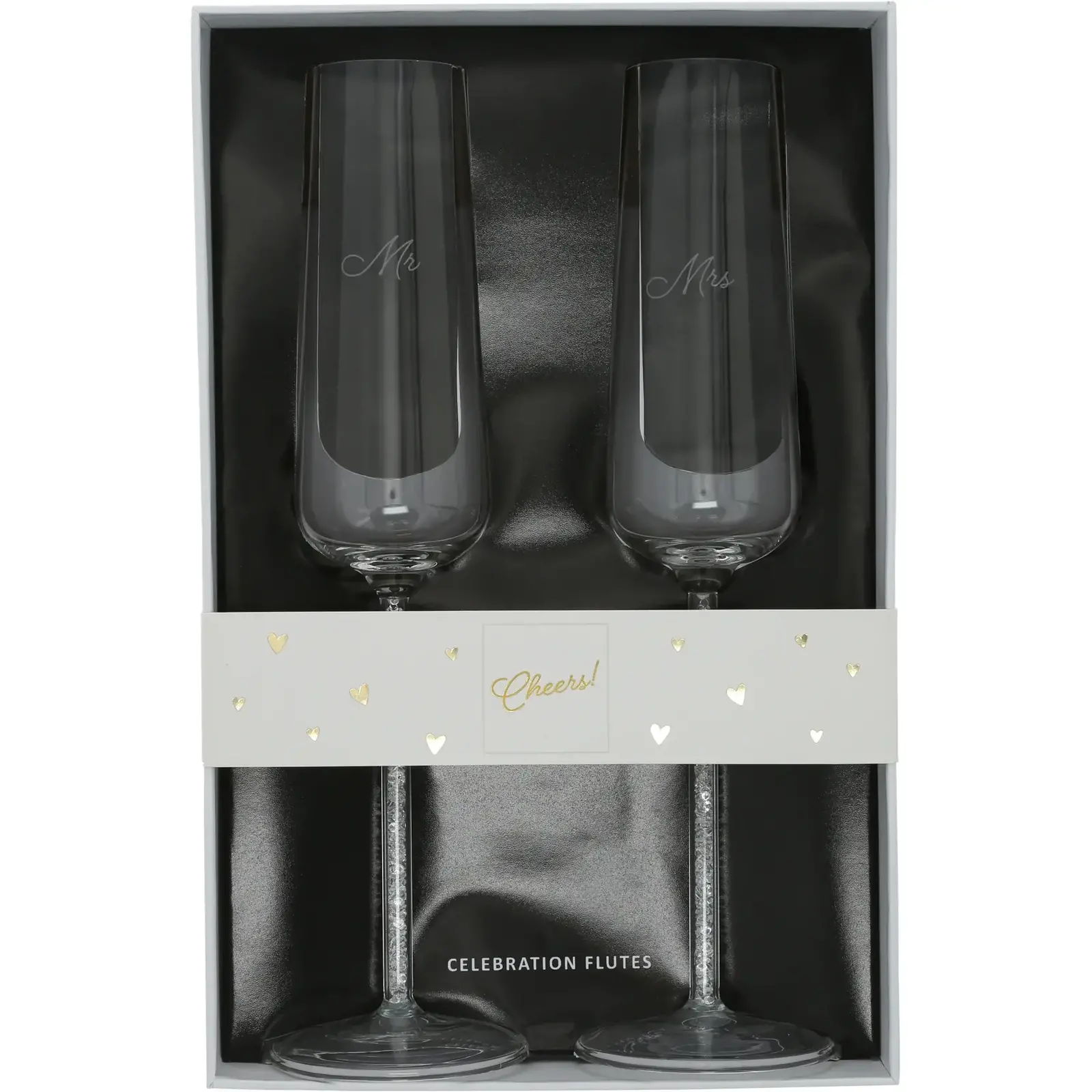 Pavilion Gift Mr. & Mrs. Gift Boxed 7 oz Glass Toasting Flute Set   12315 loading=