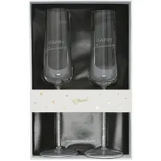 Pavilion Gift Happy Anniversary Gift Boxed 7 oz Glass Toasting Flute Set  12316