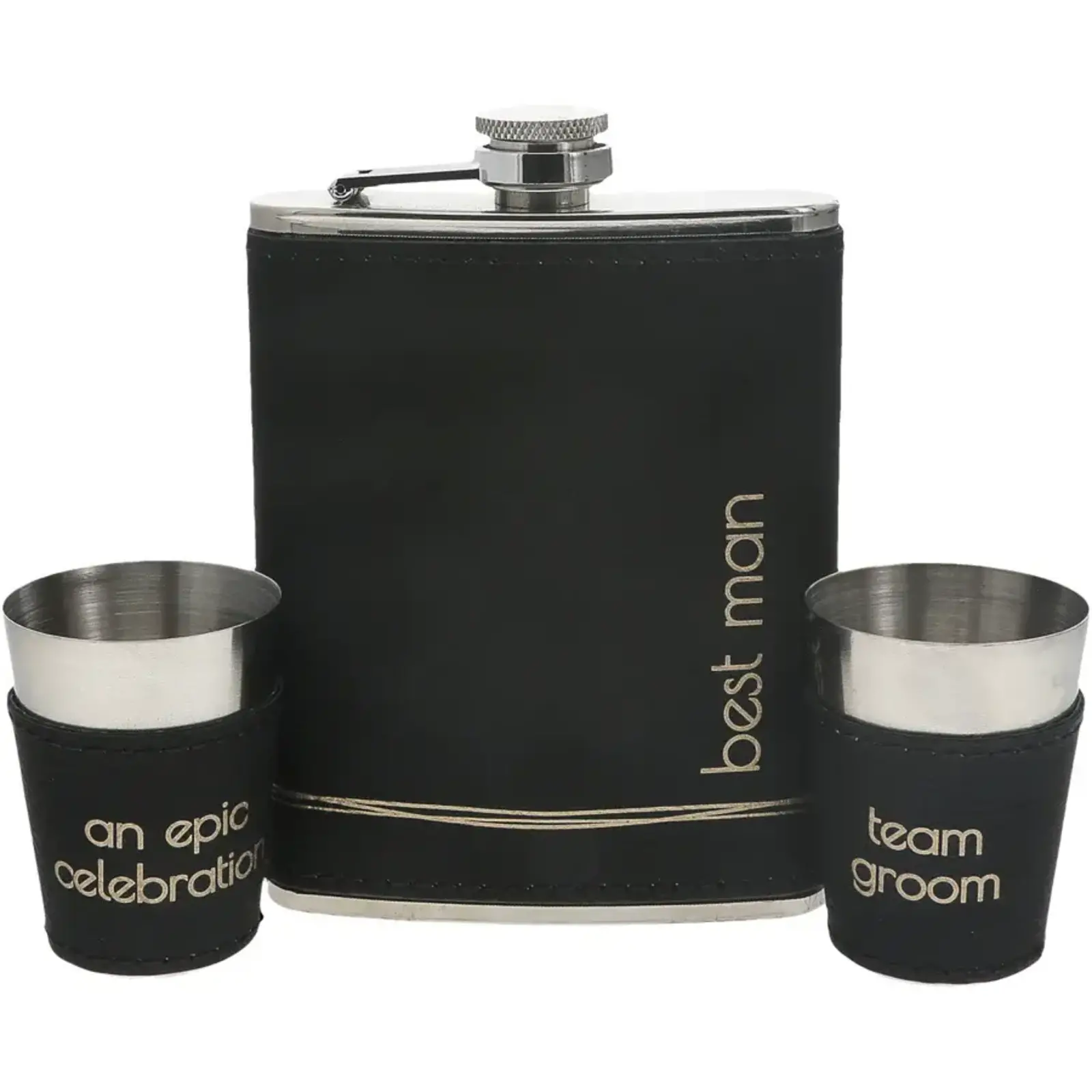 Pavilion Gift Best Man One 8 oz Flask & Two 1.5 oz Shot Glasses  37228 loading=