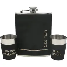 Pavilion Gift Best Man One 8 oz Flask & Two 1.5 oz Shot Glasses  37228