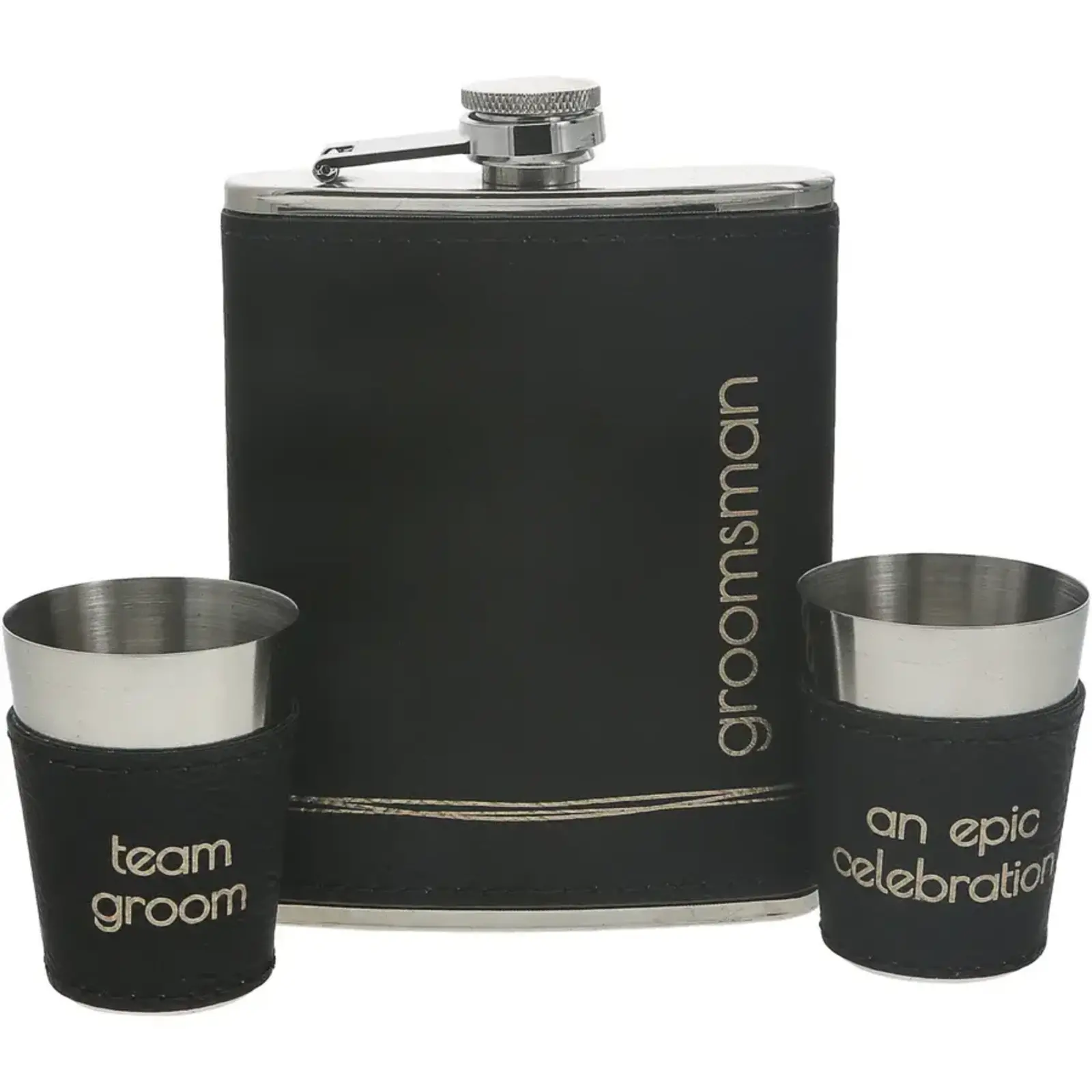 Pavilion Gift Groomsman One 8 oz Flask & Two 1.5 oz Shot Glasses    37229 loading=