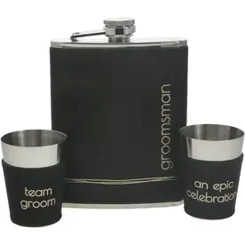 Pavilion Gift Groomsman One 8 oz Flask & Two 1.5 oz Shot Glasses    37229