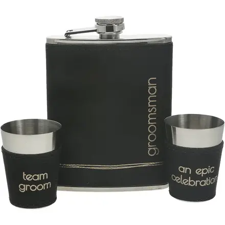 Pavilion Gift Groomsman One 8 oz Flask & Two 1.5 oz Shot Glasses    37229