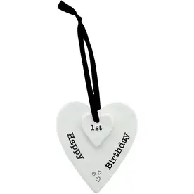 Pavilion Gift Happy 1st Birthday 3" Ceramic Keepsake Heart Plaque  38300