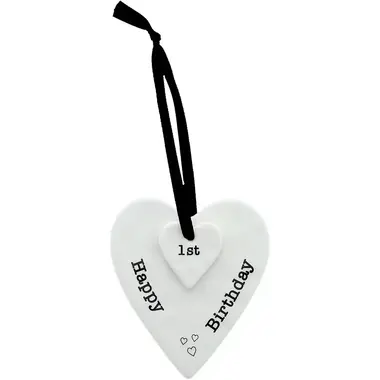 Pavilion Gift Happy 1st Birthday 3" Ceramic Keepsake Heart Plaque  38300