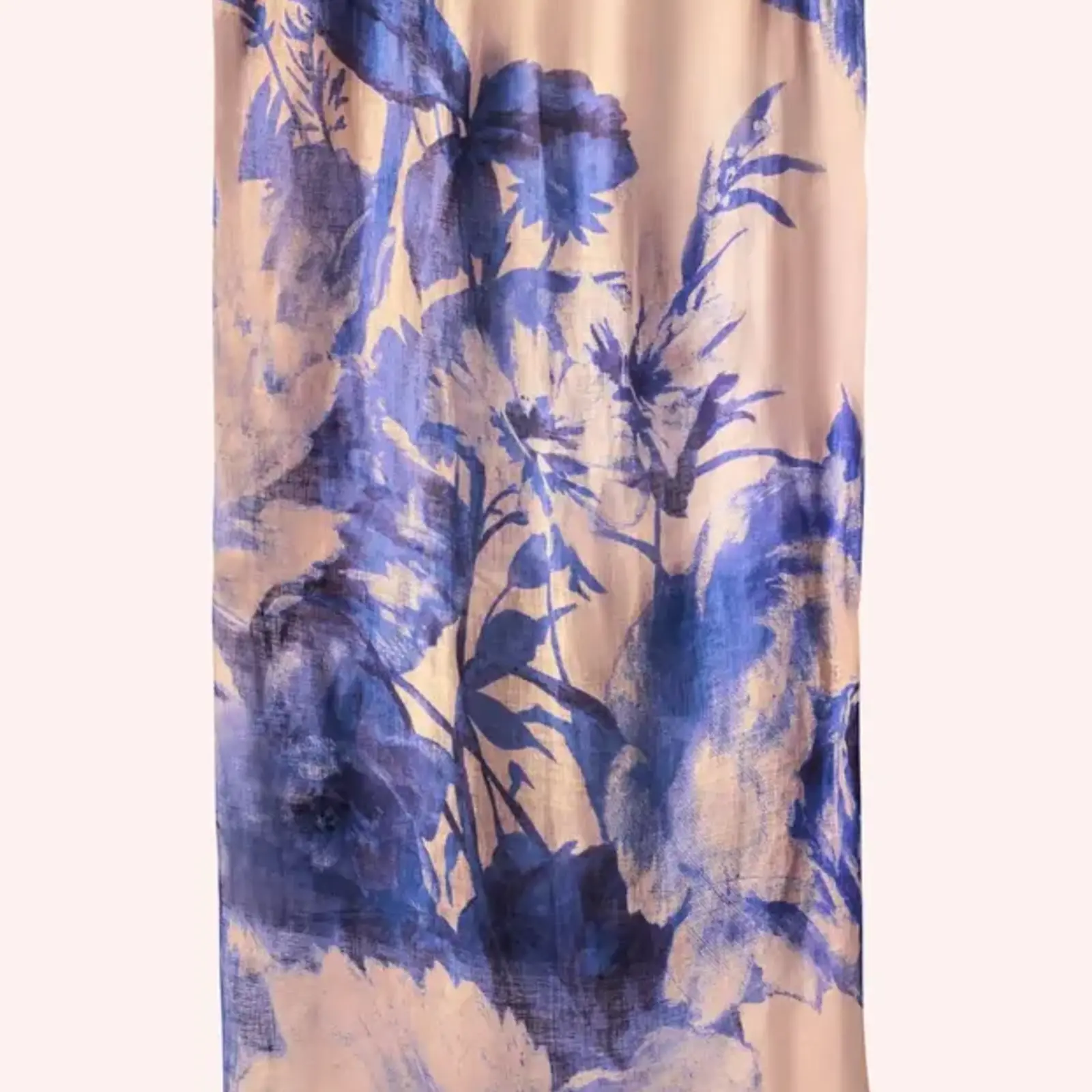 Powder Linen/Cotton Scarf - China Blue Blooms  LIN34 loading=