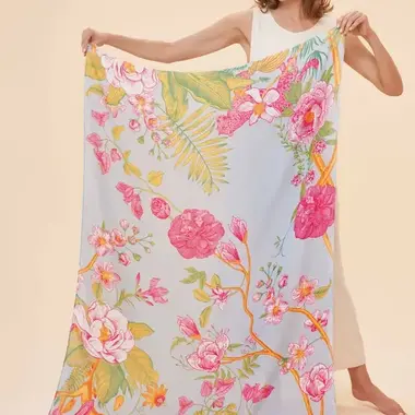 Powder Printed Floral Jungle Scarf ( Polyester)  - Lavender   PRI180
