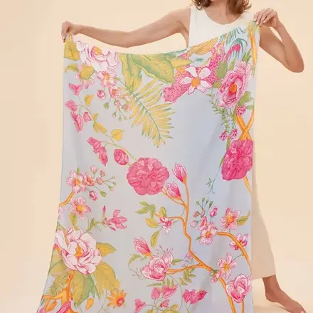Powder Printed Floral Jungle Scarf ( Polyester)  - Lavender   PRI180