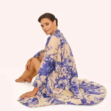 Powder Oversized Shirt Dress - China Blue Blooms   OSD1