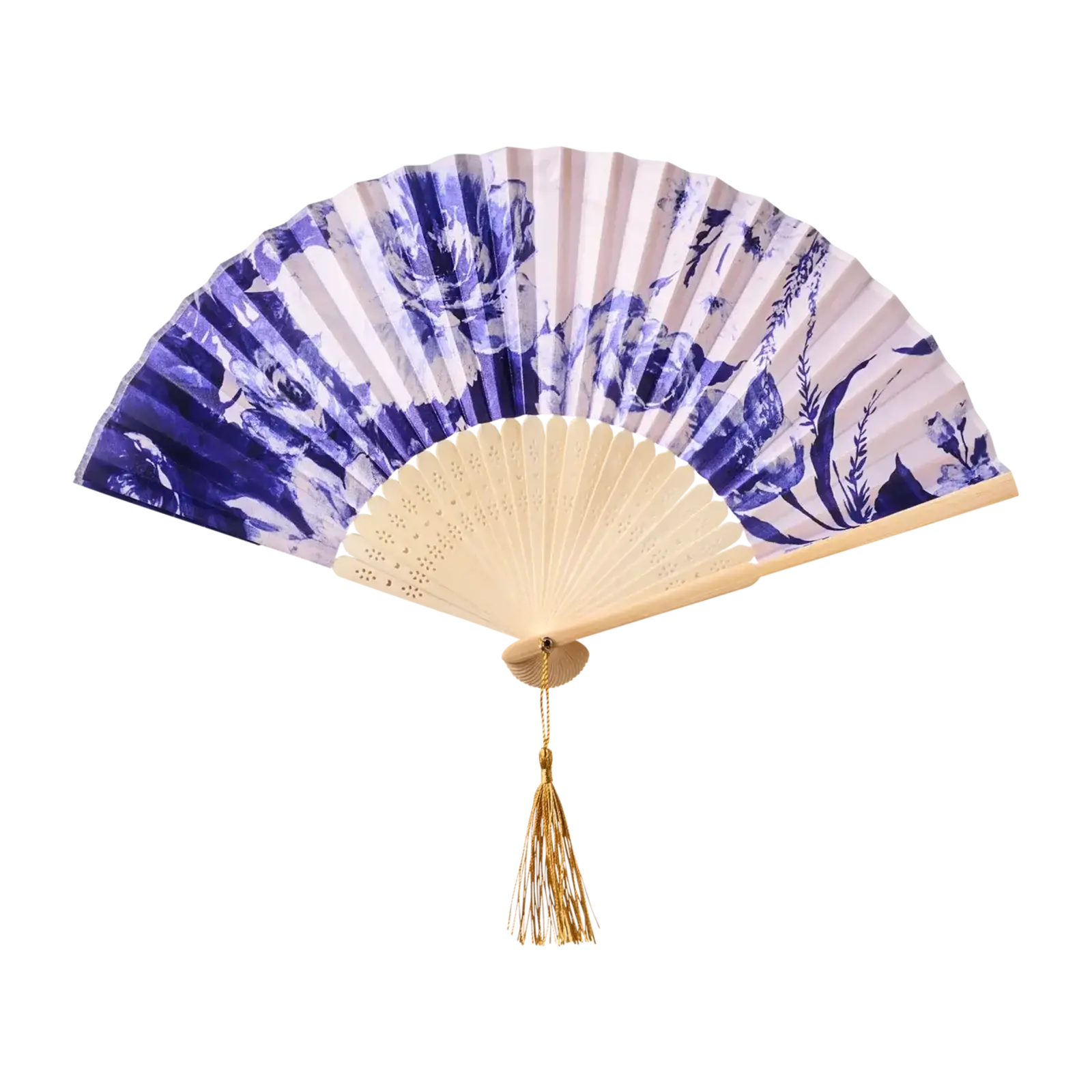 Powder Satin Fan-China Blue Blooms   FAN25 loading=