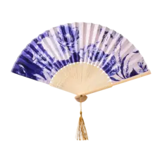 Powder Satin Fan-China Blue Blooms   FAN25