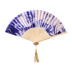 Powder Satin Fan-China Blue Blooms   FAN25