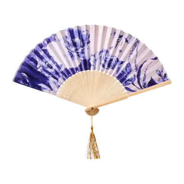 Powder Satin Fan-China Blue Blooms   FAN25