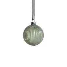 Zodax Grooved Green Glitter Glass Ball Ornament - Small  CH-6418