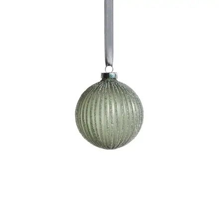 Zodax Grooved Green Glitter Glass Ball Ornament - Small  CH-6418