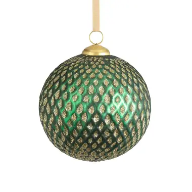 Zodax 6" Beehive Glass Ornament - Green  - Large  IN-6993