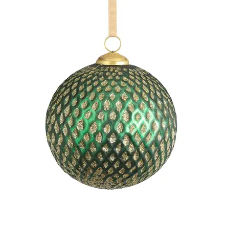 Zodax 6" Beehive Glass Ornament - Green  - Large  IN-6993