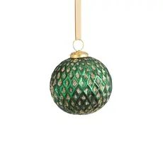 Zodax 4" Beehive Glass Ornament - Green with Gold Glitter - Medium  IN-6992