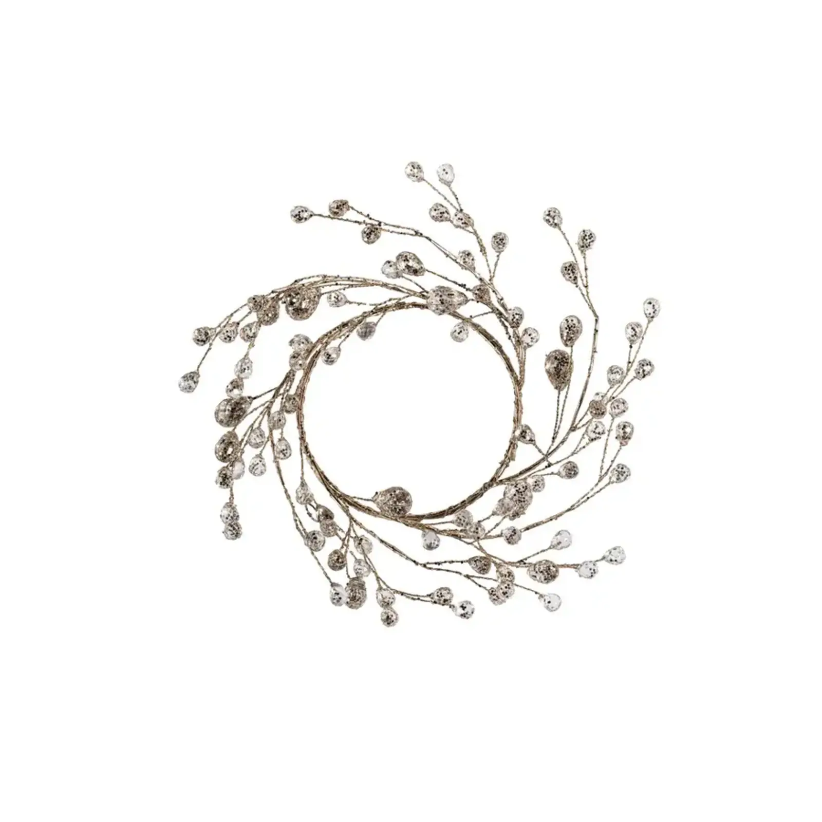 Zodax 7" Beaded Glass Berry Wreath - Clear and Gold - 7 in  CH-7597 loading=