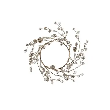 Zodax 7" Beaded Glass Berry Wreath - Clear and Gold - 7 in  CH-7597